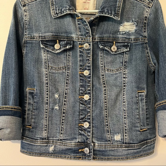 Mossimo Distressed Denim Jacket in Dark Blue - Picture 2 of 6